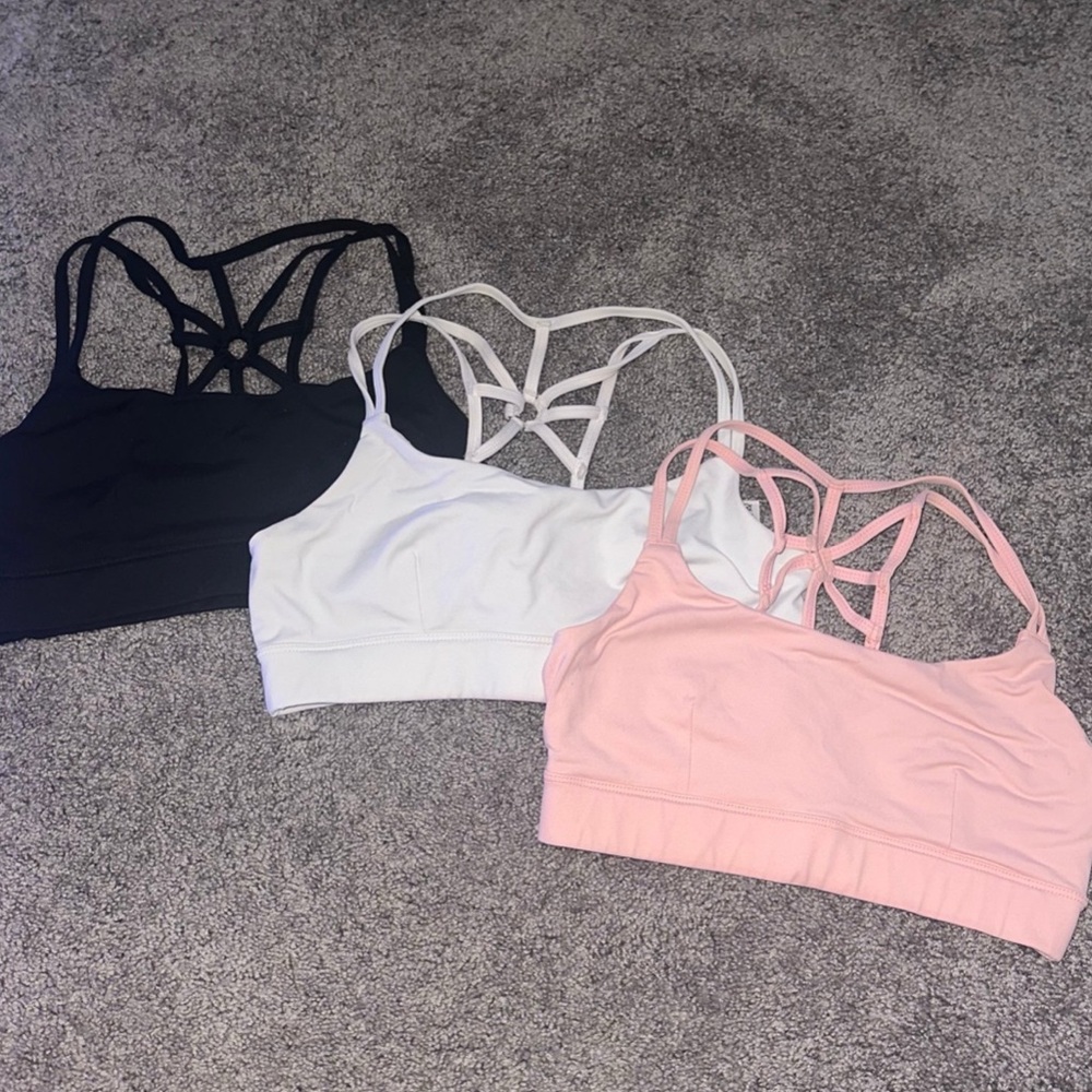 Amazon Sports Bras Pack - Black, White, Pink Strappy Racerback
